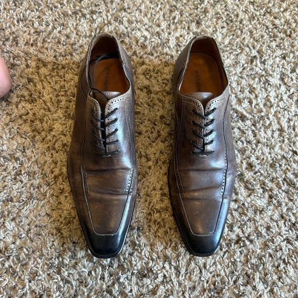 Magnanni Square Toe Grey Brown Leather Dress Shoes Oxford main image 4